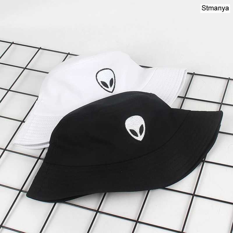 New Alien Foldable Bucket Hat Women Beach Sun Flat Hats Men Fisherman Outdoor Alien Hip Hop Caps Boonie Gift Y250707