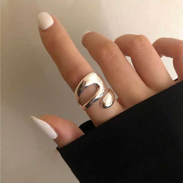 925 Sterling Silver Smooth Rings For Women Hollow Out Chain Jewelry Beautiful Finger Open Rings For Party Birthday Gift XJ250707