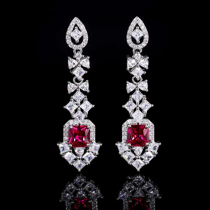 New Jewelry Accessories Colorful Gemstone Earrings High-End Studs Blue Women's Style C68
