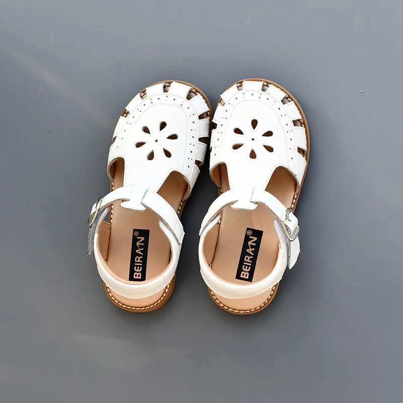 Genuine Leather Girls Fashion Sandals Close Toes Quick Dry Baby Boys Casual Sandals Summer Hollow Petals Kids Beach Shoes R250707