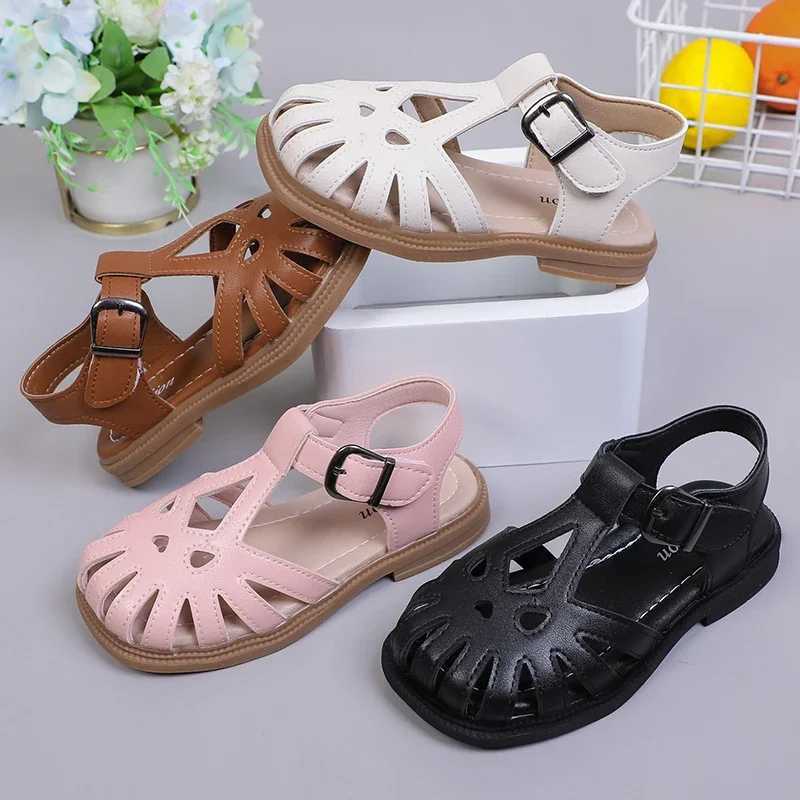 2025 Kid Sandals Cut-outs T-strap Hollow Children Princess Sandals for Girls Soft Sweet Classic High Quality Closed-toe Anti-kick R250707