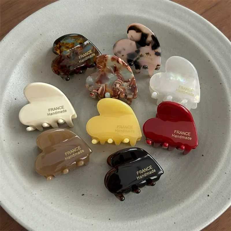 3.5cm Small Hair Claw Acetate Hair Crabs Cute Heart Shaped Hair Clips for Children Women Girls Hair Accessories Hairpins Clips Y250707