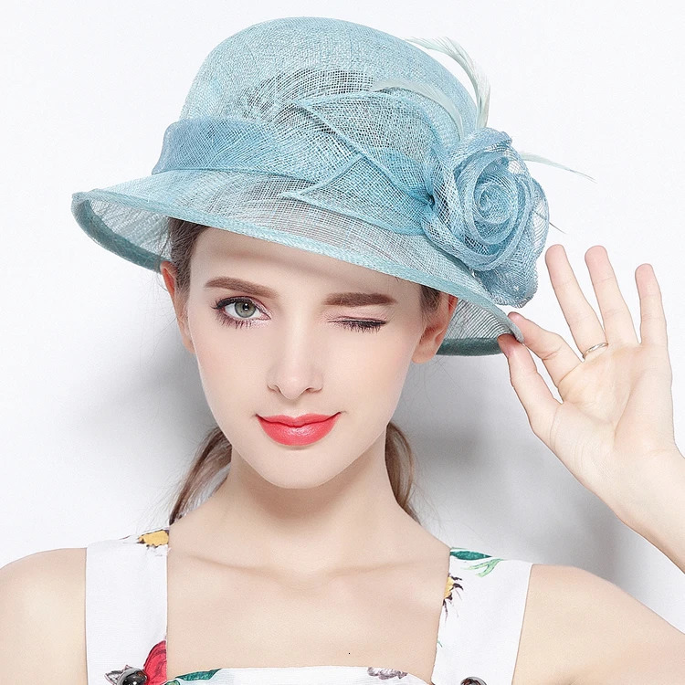 124 Lady Linen Top Hat Elegant and Lightweight Fascinators Hats Brim Fisherman Cowboy Handmade Flower Millinery 250707
