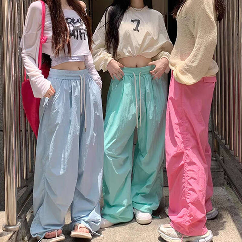 Dopamine Quick-Dry Casual Sports Women's Summer Thin Korean High-Waisted Loose Slimming Straight-Leg Wide-Leg Pants B5