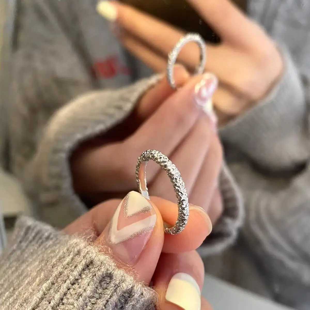 925 Sterling Silver Irregular Rings For Women Wedding Vintage Luxury Fine Jewelry Accessories Wholesale Jewelry Money 925 XJ250707