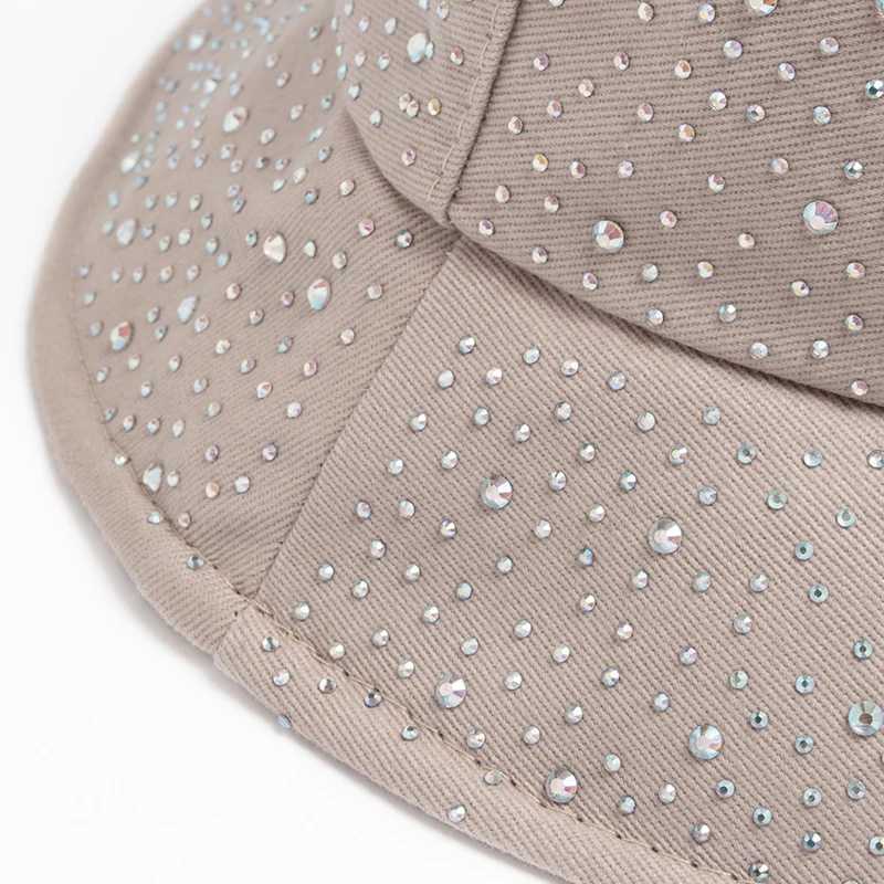 Summer Women Bucket Hat Fashion Colorful Rhinestones Cap For Ladies Visor Cotton Panama Hats Spring Autumn Casual Fisherman Caps Y250707
