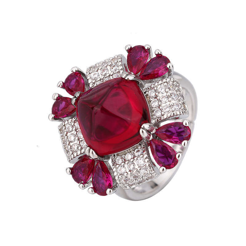Huayoumei Imitation Natural Tanzanite Gemstone Heavy Craft Sugar Tower Blue Crystal Zircon Ring 634