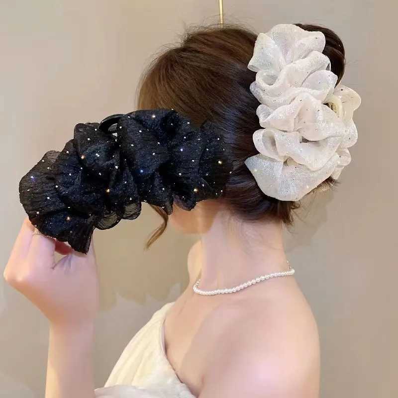 Seersucker Hair Claw for women Fabric Shiny Hair Bow Polka Dot Luxury Hair Accessories Big Bow Hairpin Z250707