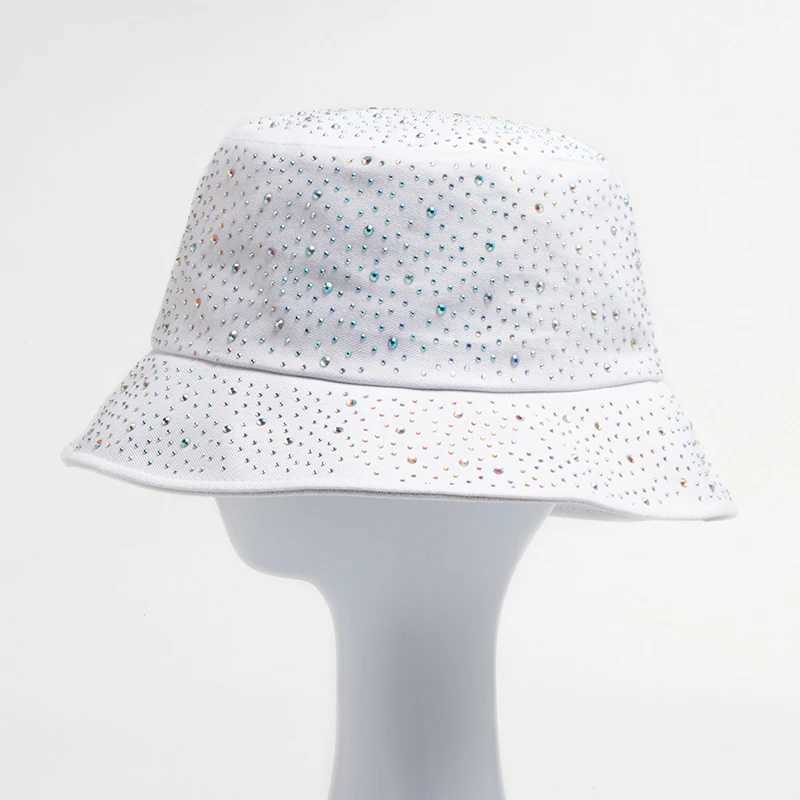 Summer Women Bucket Hat Fashion Colorful Rhinestones Cap For Ladies Visor Cotton Panama Hats Spring Autumn Casual Fisherman Caps Y250707