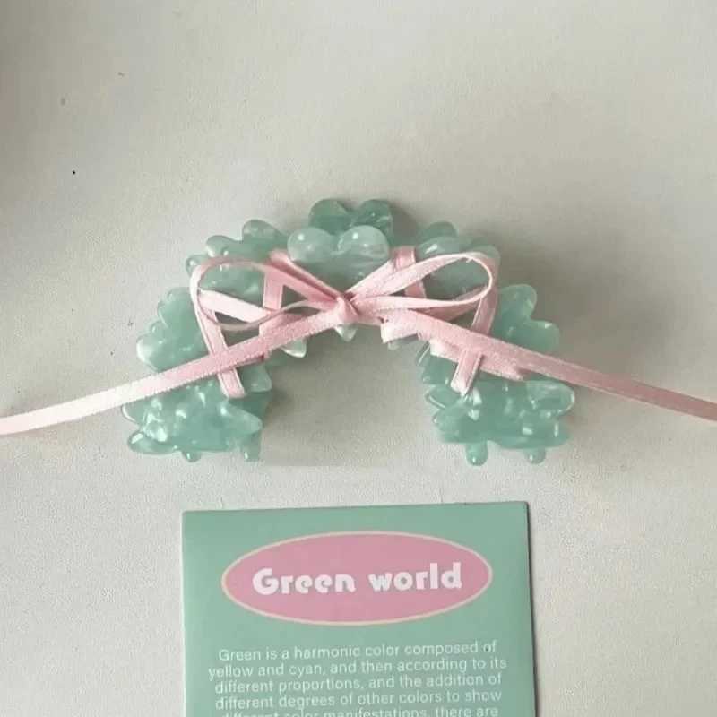 Muweordy Acrylic Ballet Style Hair Claw Korean Ribbon Tie Bow Hair Clips Sweet Girl Wave Grab Clip Hair Accessories for Women Y250707