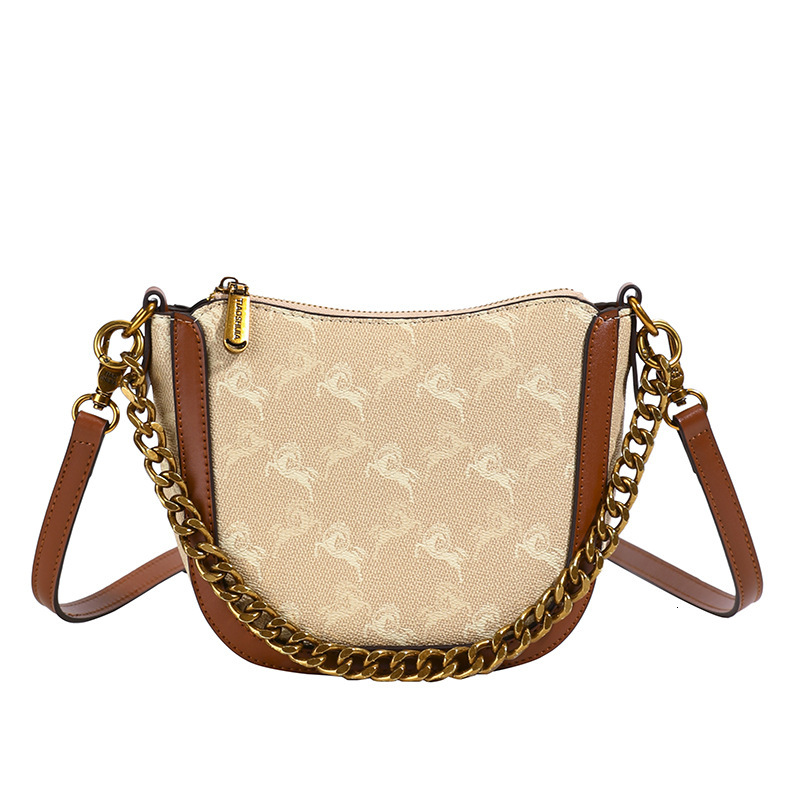 Designer High-End Small for Women 2025 New Chain Printed Bucket Versatile Elegant Fashion Shoulder Crossbody Light Luxury Women's Bag