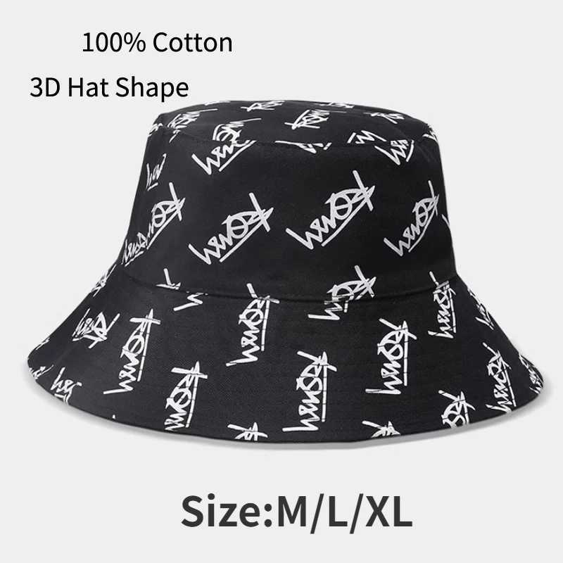 Big Head Letter Bucket Hat for Men Women XL Large Hip Hop Cap Fisherman Hat Summer Sun Hat Plus Size Panama Y250707