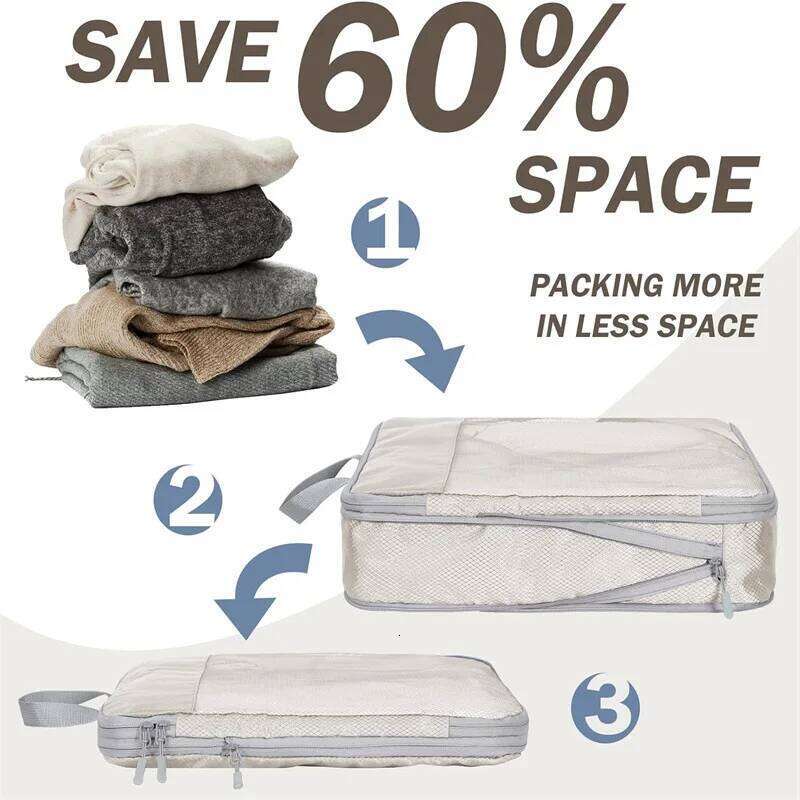 Storage Compressible Packing Cubes Carry on Travel Suitcase Lage Organizer Foldable Waterproof HandbagTravel Bag