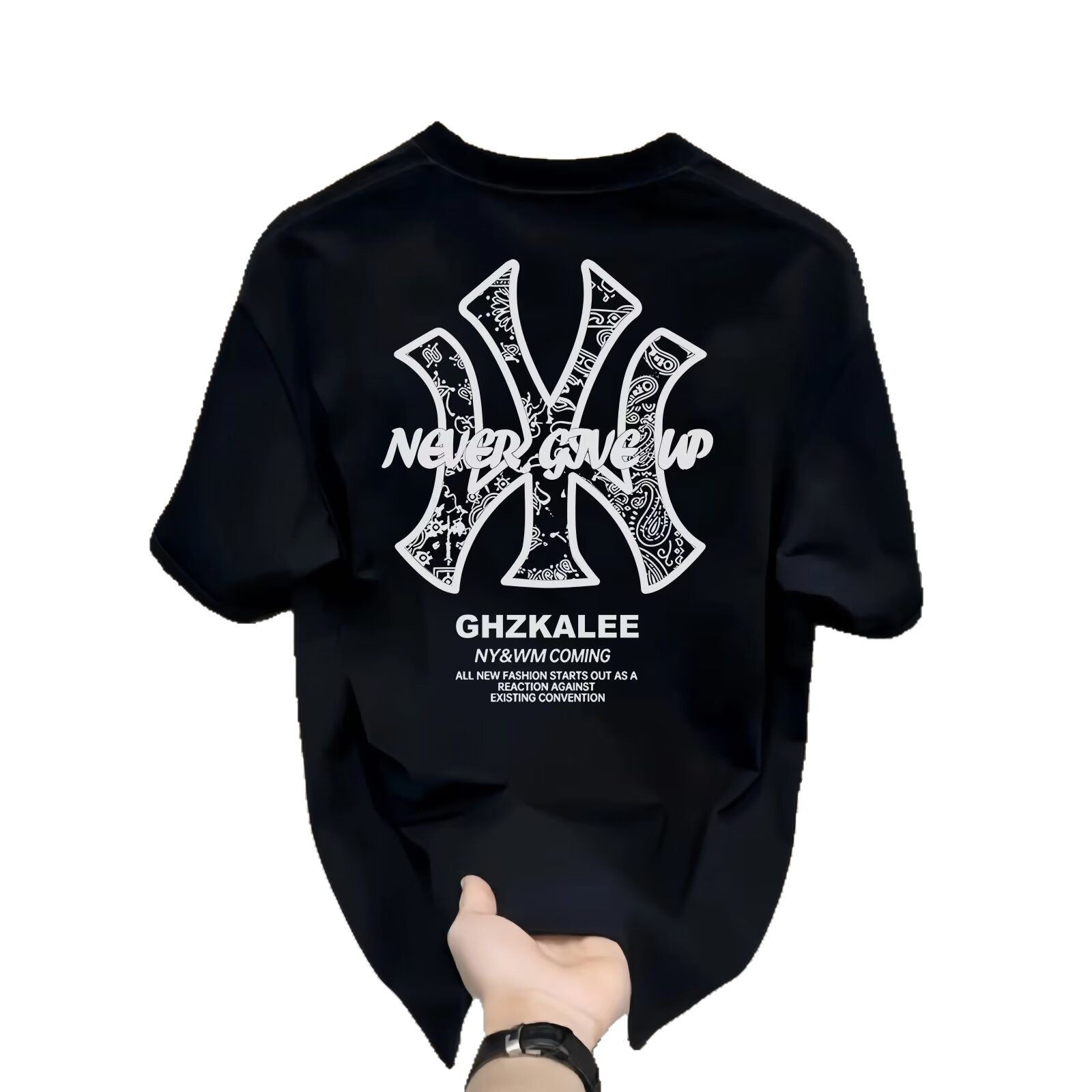 free shipping for man A new short-sleeved pure cotton men's printed T-shirt with a versatile round neck