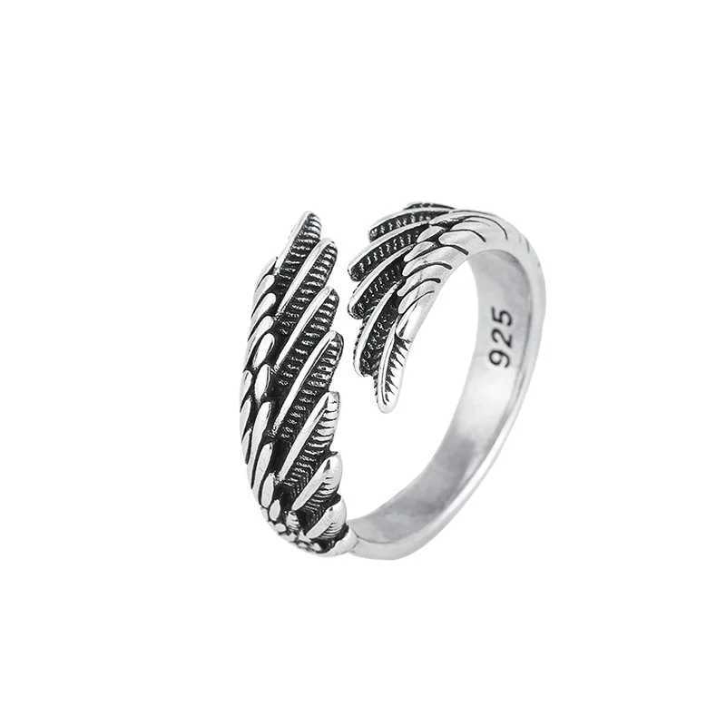 925 Sterling Silver Angel Wing Feather Adjustable Rings For Women Engagement Wedding Luxury Jewelry Accessories XJ250707
