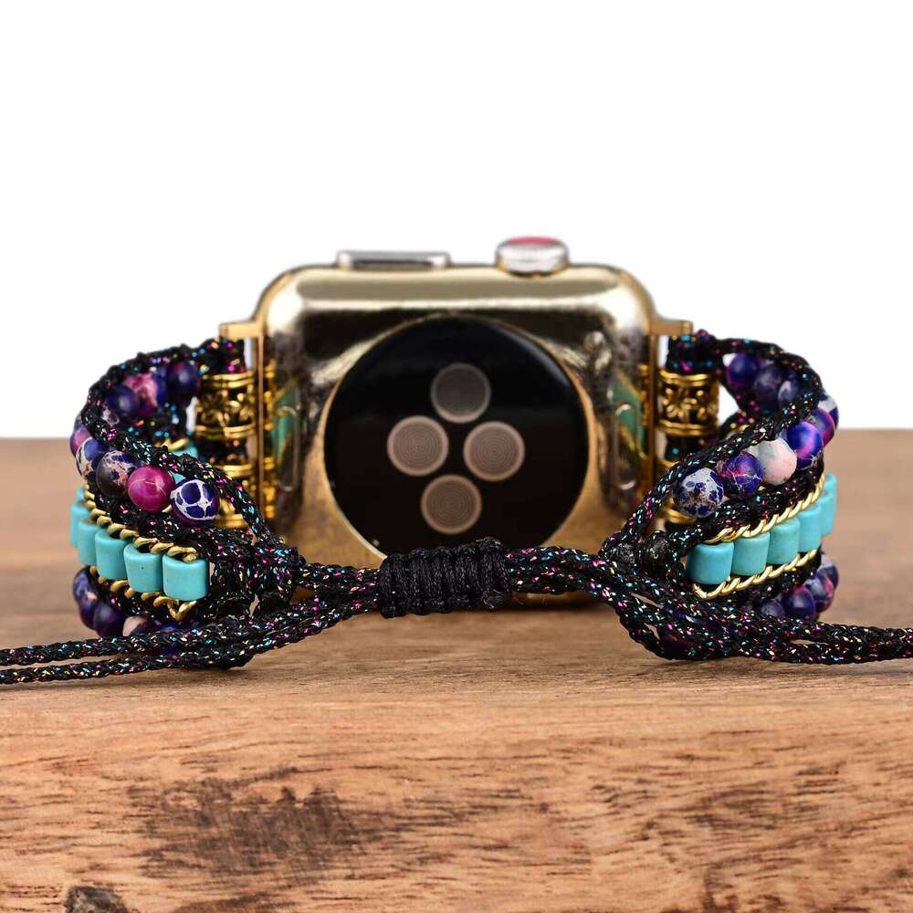 Emperor Stone Beaded Woven Apple Watch with Bohemian Strap Delivery