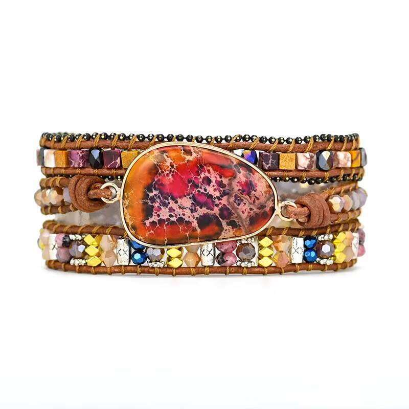 Fashion Bohemian Emperor Irregular Natural Unique Mixed Color Stone Friendship Charm Bracelet