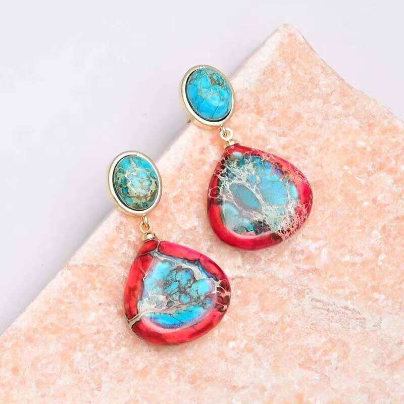 Lingdi Fashion Teardrop Natural Stone Earrings