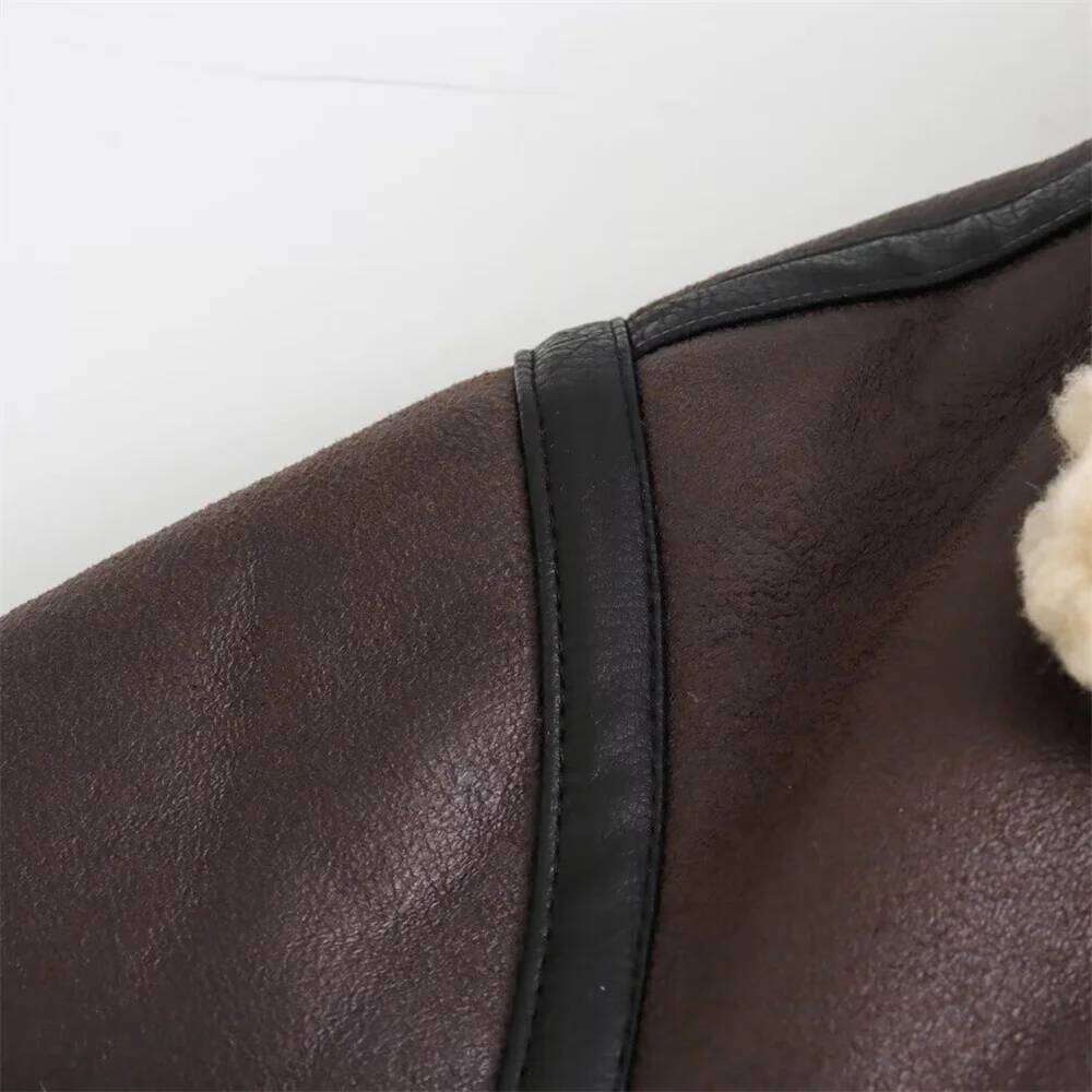 PB&ZA early autumn new women's casual fashion versatile belt plush collar double-sided jacket coat