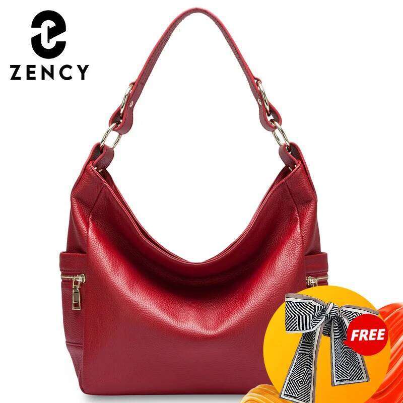 Designer bag 99 Zency Elegant 100% Genuine Leather Women Hobo Handbag Shoulder Large Capacity Lady Zipper Purse For Ladies Shopper Bag