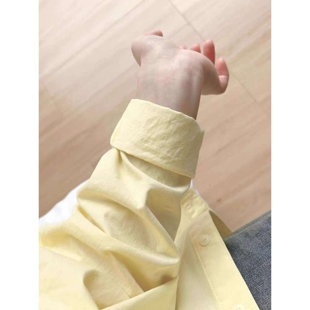 Spring New Korean Style Solid Blue Women, Loose Casual Long Sleeve Shirt For Inner And Outer Wear B5