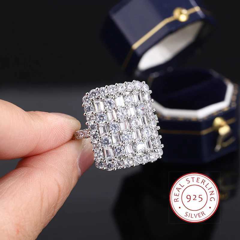 Luxurious 925 Sterling Silver Ring for Women Stylish Party Jewelry Full of Diamond Zircon Rings Engagement Rings Classic Gifts XJ250707