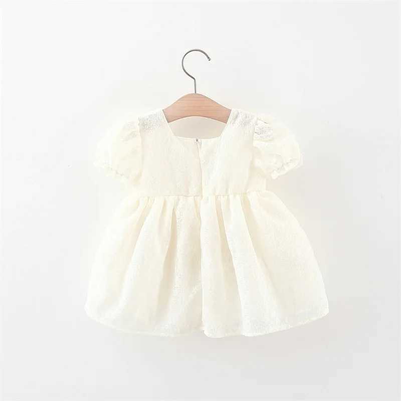 0-3 Summer Newborn Baptism White Birthday Evening Dresses Outfit Baby Girl Sweet Flower Puff Sleeve Christening Toddler Clothes R250707