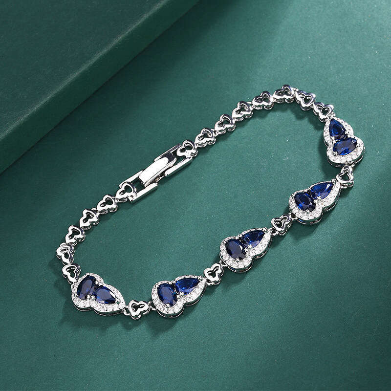 Huayoumei S Sier Needle Tiktok Style Imitation Royal Blue Color Treasure Gourd Bracelet And Earring Set For Women 6Ef