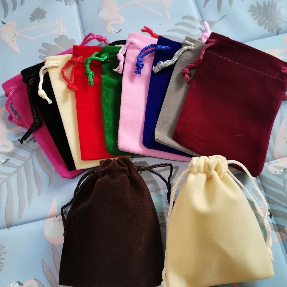 100pcs/lot Drawstring Velvet Bags 5x7 7x9 9x12cm Jewelry Charms Necklace Packaging Pouches Display Packing Gift Bags 250702