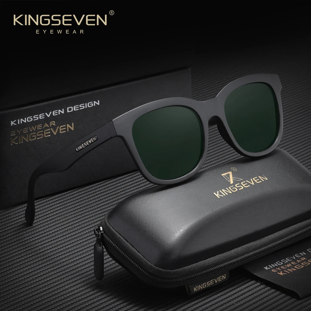 Kingseven Classical Fashion Male Sunglasses Travel Driving Men Women Polarized UV400 Round Frame Trendy Cat Eye Matte Eyeglasses 250707