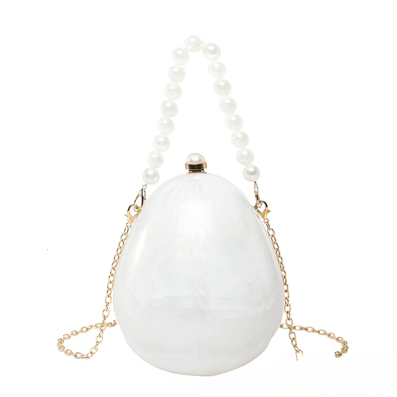 Cross border niche amber pattern irregular acrylic shell handbag designer bag banquet goose egg box bead tote trend basket trend shoulder bag