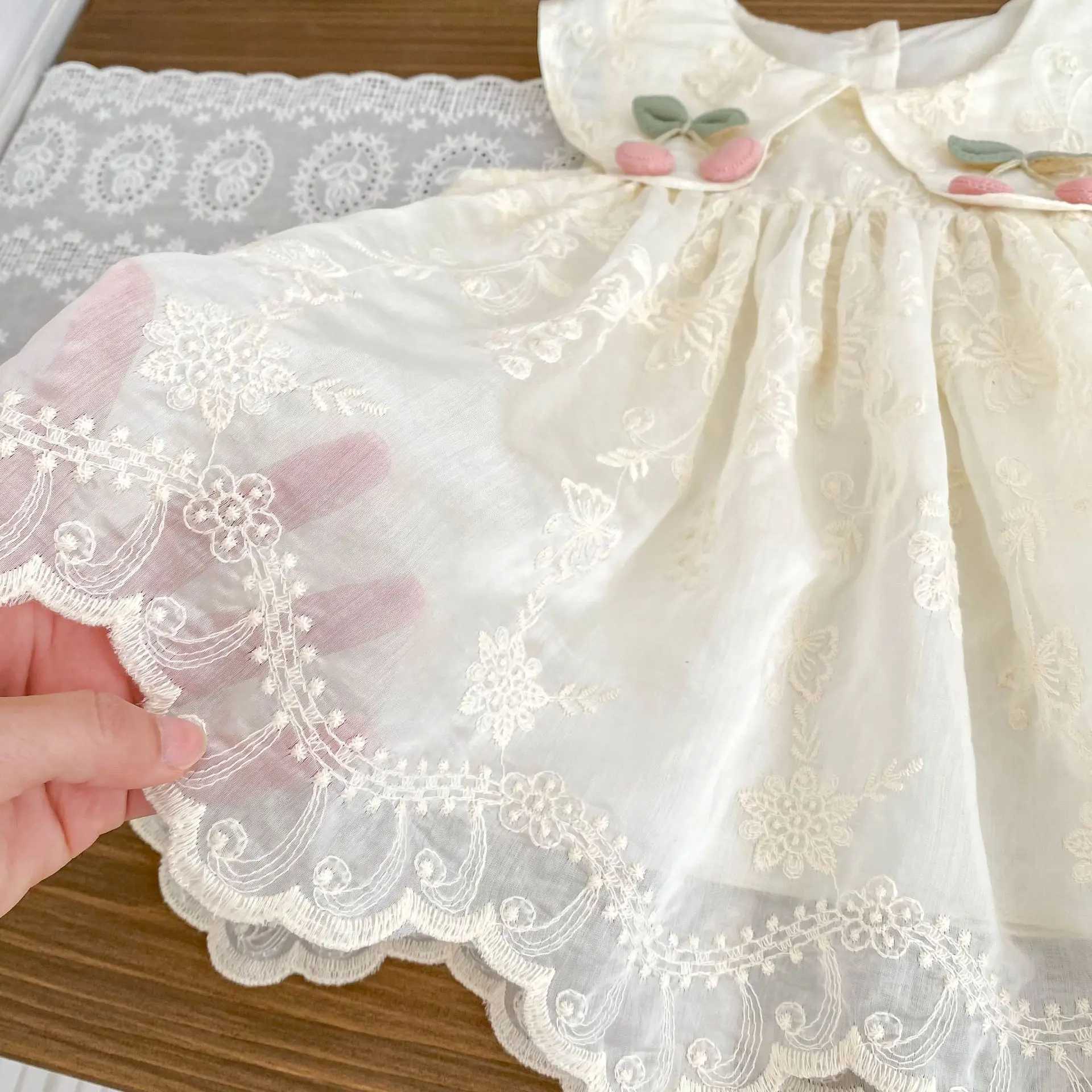 New Summer Dress for Girls Sweet Flower Embroidered Princess Skirt Lotus Leaf Edge Sleeveless Tank Top Skirt for Baby Girls R250707