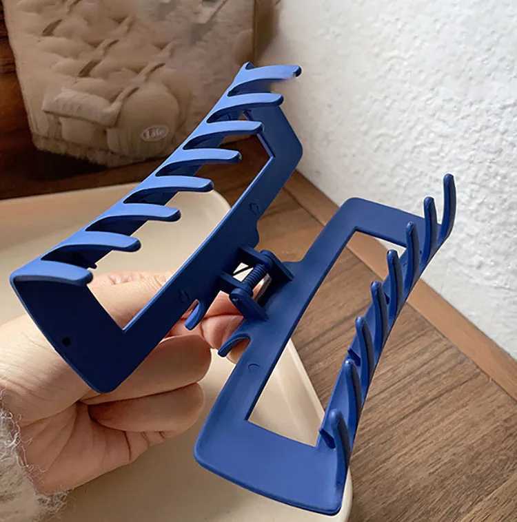 13cm Large Matte Square Hair Crab Hair Clip Korean Elegant Solid Color Hair Claws Women Barrettes Ponytail Clip Large Shark Clip Y250707