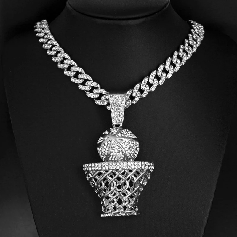 Hip Hop Rhinestone Number 23 Basketball Pendant Necklace Iced Out Chain Sports Necklaces For Men And Women Jewelry Gift 250707