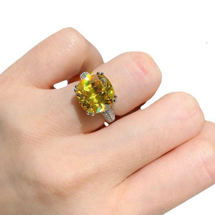 Square Simulated Jewelry For Women, Elegant And Simple Open Pink Diamond Ring 48C