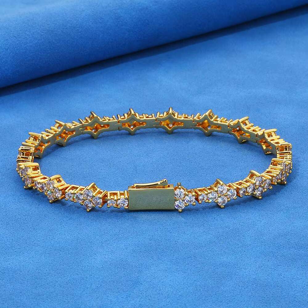 Hip Hop Style Tennis Chain Bracelet S925 Silver Moissanite Tennis Chain 6.5mm Airplane Design Link Chain Bracelet