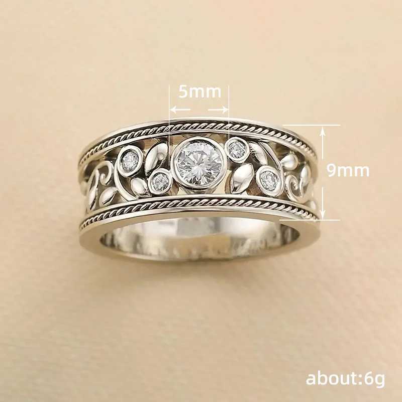 925 Sterling Silver Hollow Rings for Women Round Cubic Zirconia Fashion Wedding Bands Female Ring Party New Jewelry XJ250707