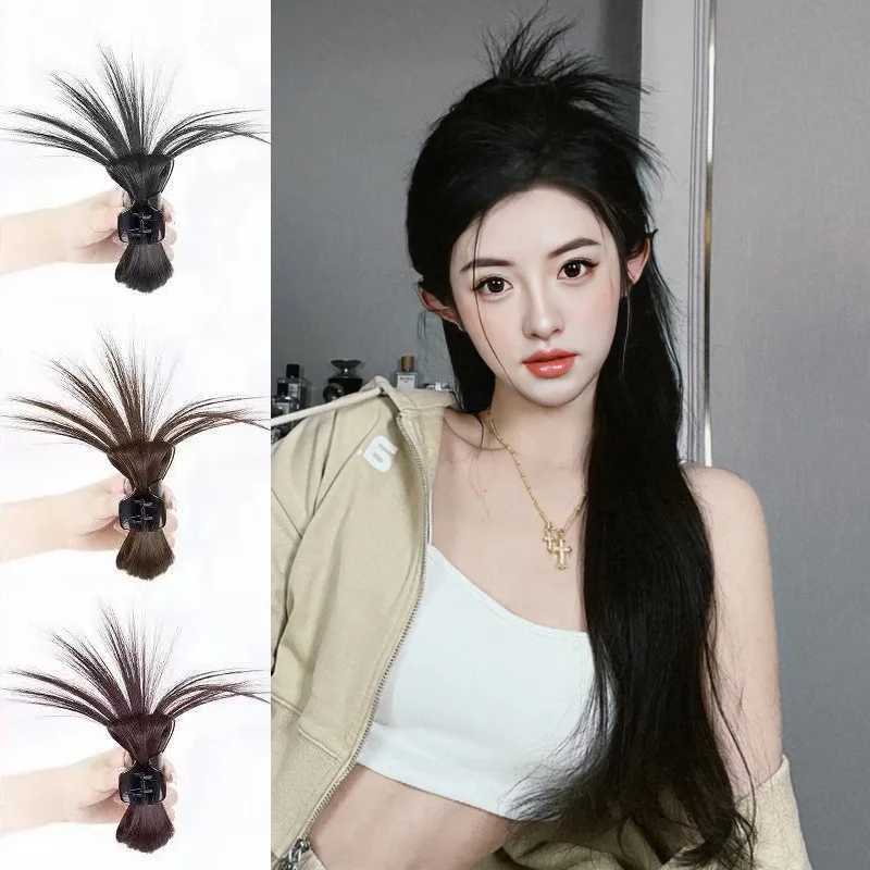 Women Half-tie Hair Claw Feather Shuttlecock Head Lazy Meatball Head Crab Clip Wig Catch Clip High Ponytail Hair Accessories Z250707