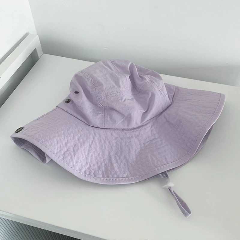 Ins Solid Color Retro Western Cowboy Caps for Women Summer Outdoor Leisure Sunscreen Big Brim Quick-drying Bucket Hats Men Y250707