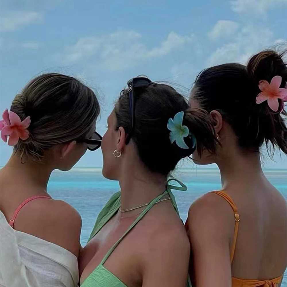 Fashion Women Flower Hair Clips Vacation Bohemia Egg Flower Hair Claws Barrettes Matte Girls Large Hairpins Hair Accessories Y250707