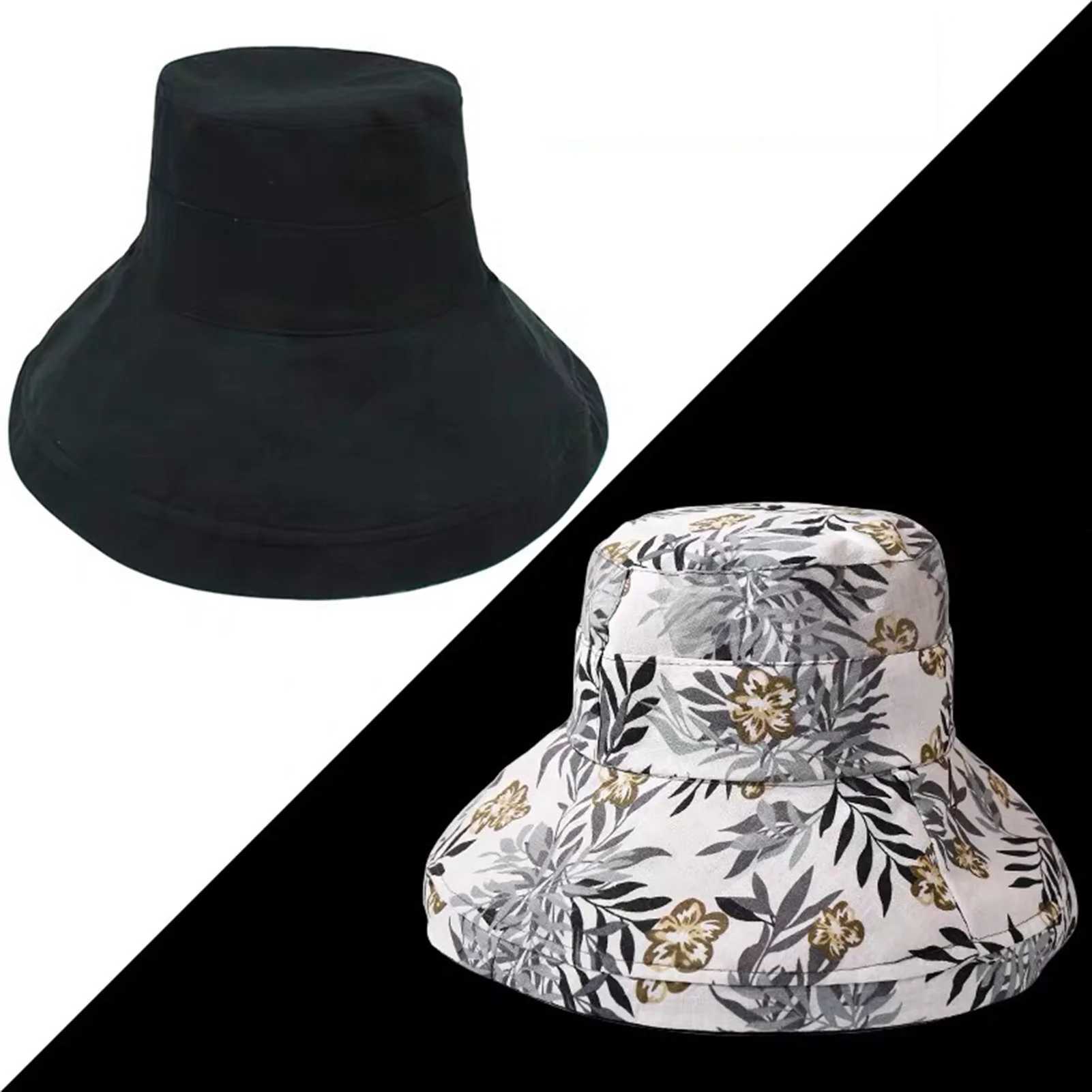 Women Sun Hat Anti-UV Summer Spring Outdoor Traveling Wide Brim Hat Reversible Double-Side-Wear Beach Hat Foldable Bucket Cap Y250707