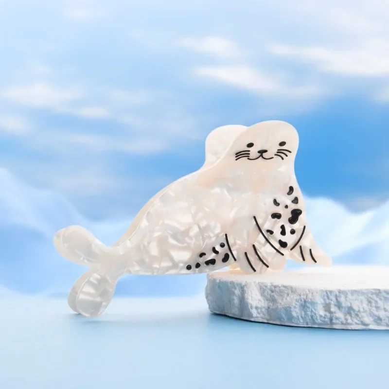 Cute White Seal Hair Claw Ocean Series Exclusive Design Eco-Friendly Acetate Hair Claw Clips Hair Accessories for Women Girls Z250707