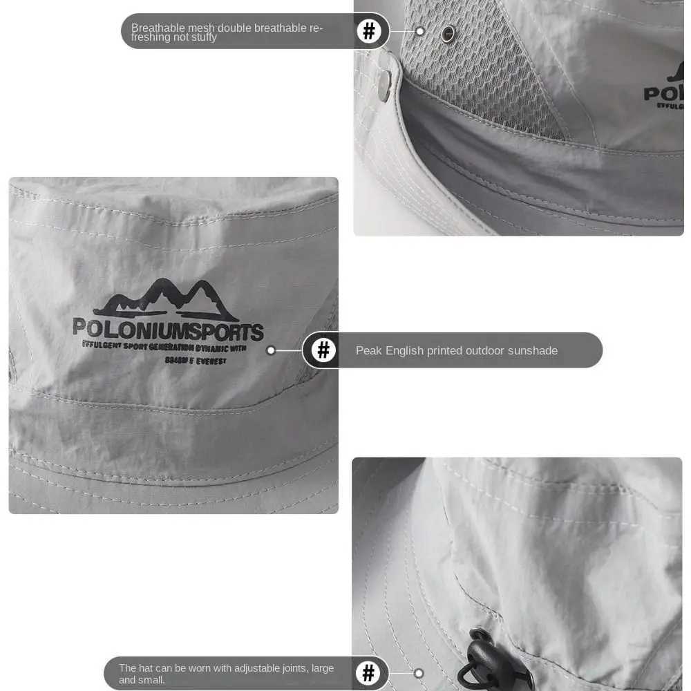 Fashion Summer Wide Brim Bucket Hat Sun Protection Quick-dry Fisherman Cap Breathable Portable Sun Hat Camping Hiking Y250707