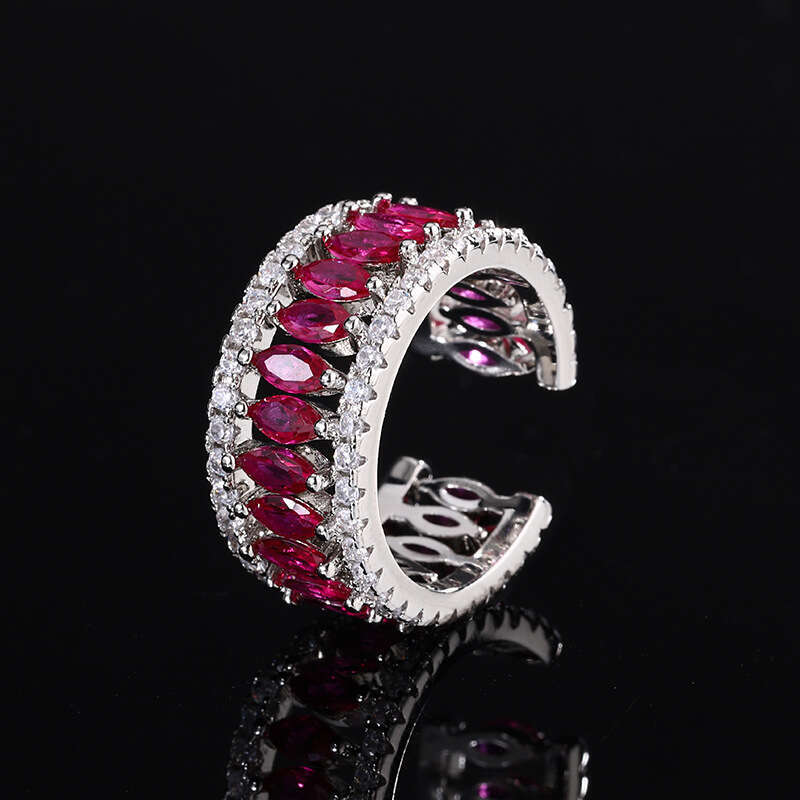 Autumn Winter New Jewelry Two-In-One Open Ring Red Zircon Pink Diamond Women's Fashion Wholesale 10B