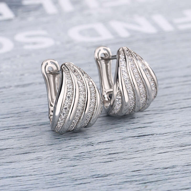 New Jewelry Light Women's Fashion Simple Micro Inlaid Earrings High-End Sense Cold Style Versatile 5D7