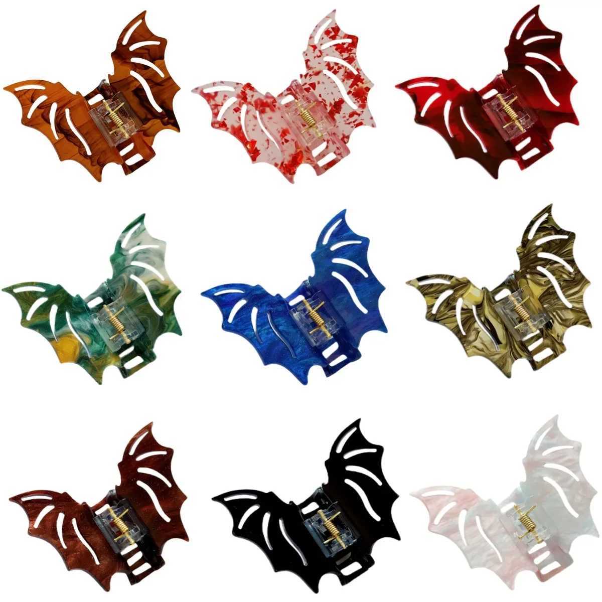 New Halloween Bat Hair Claw Acetate Colorful Bat Hairpin Fashion Ponytail Clip Shark Clip Headwear for Woman Hair Accessories Z250707