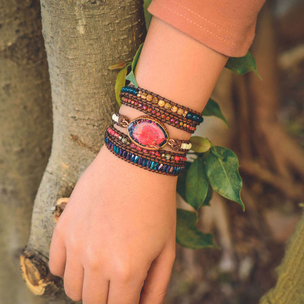 New Handmade Wrapped Natural Woven Statement Bohemian Bracelet Clearance