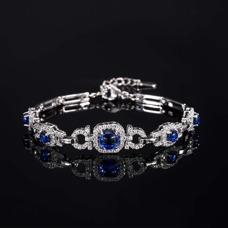 Tourmaline Imitation Blood Red Royal Blue Colorful Gemstone Bracelet Bangle Women's Jewelry Ddb