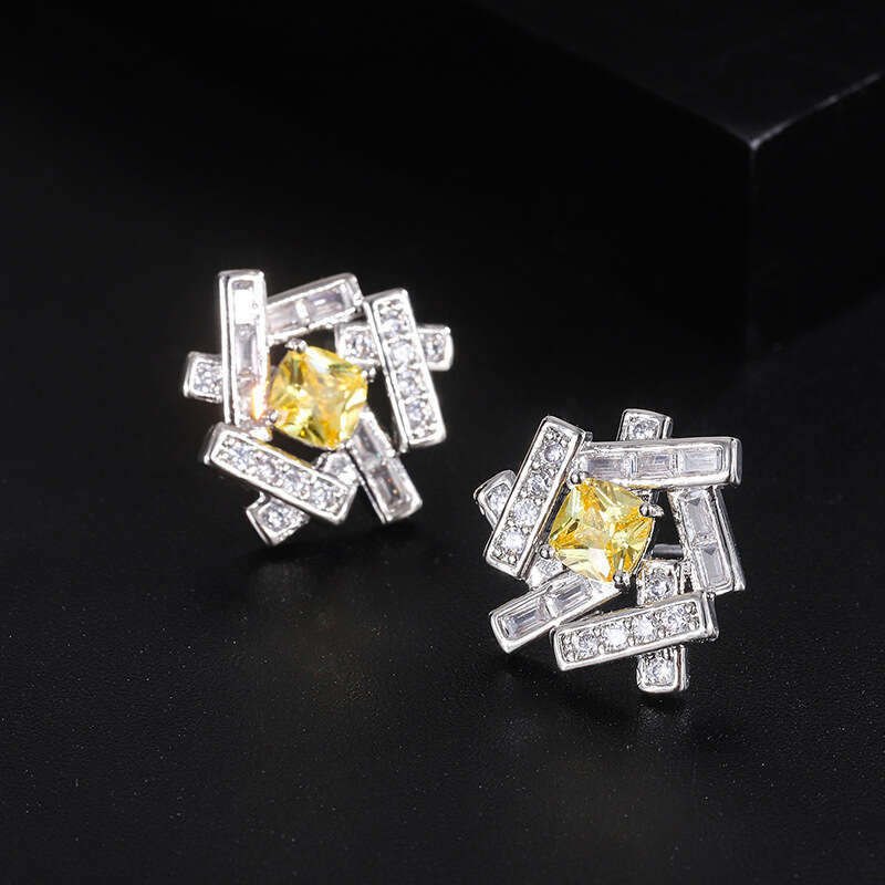2022 Trendy New Ring Gold Yellow Zircon Jewelry Creative Women's Necklace B75