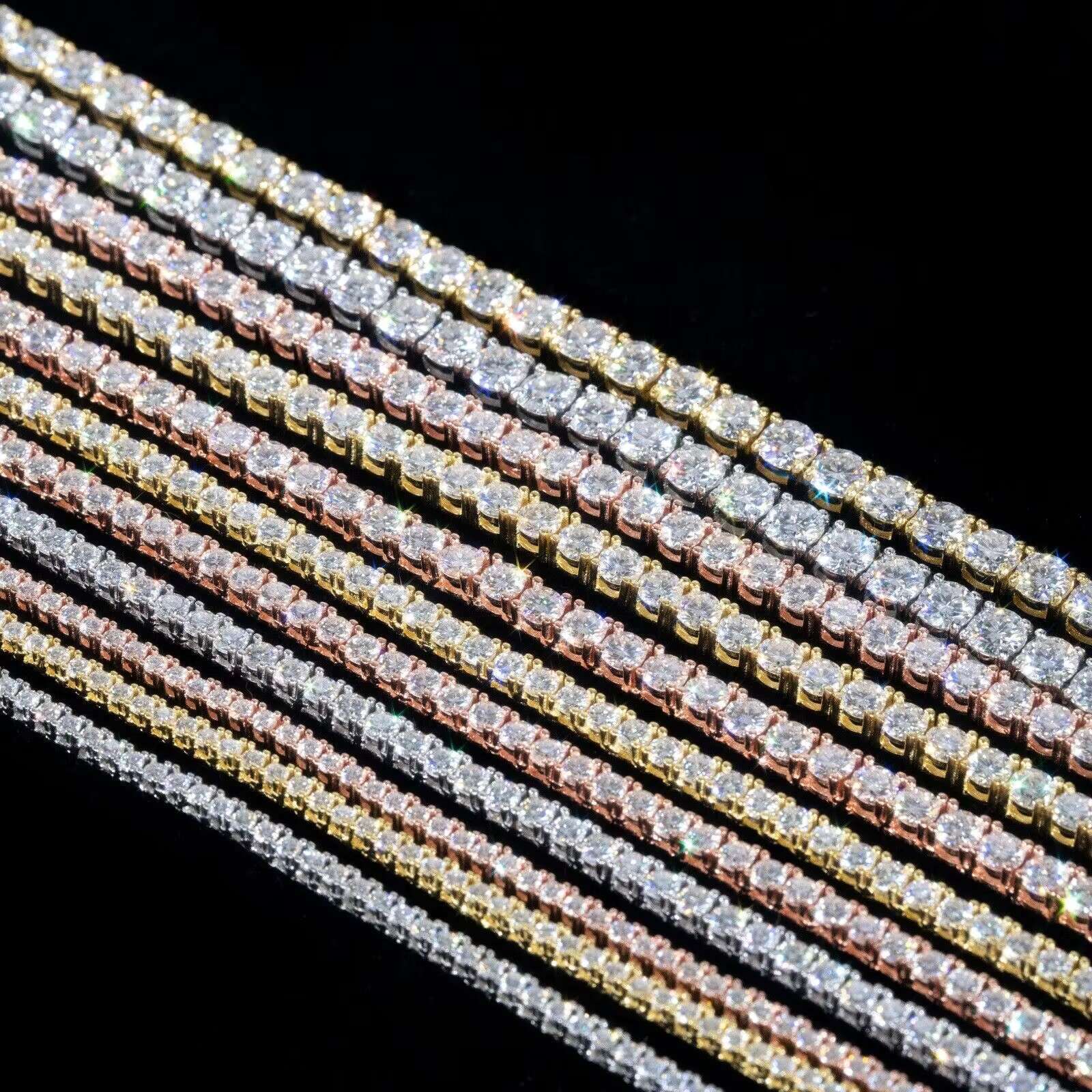 Custom GRA Jewelry 925 Sterling Silver Vvs Tennis Ice Out Lab Grown Diamond Mossanite Moissanite Necklace Chain for Women Men